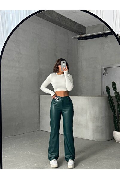 Ecenin Favorileri Faux Leather Women's Trousers