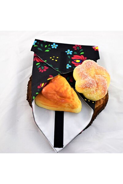 VeraGreen Padded, reusable, cotton napkin, for sandwiches, pastries, embroidery, black