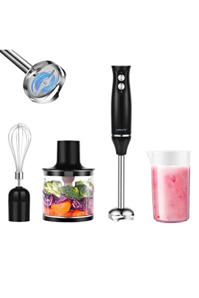 Rovitech Set Blender imersie 4 in 1, 500W, Mixer vertical Tocator