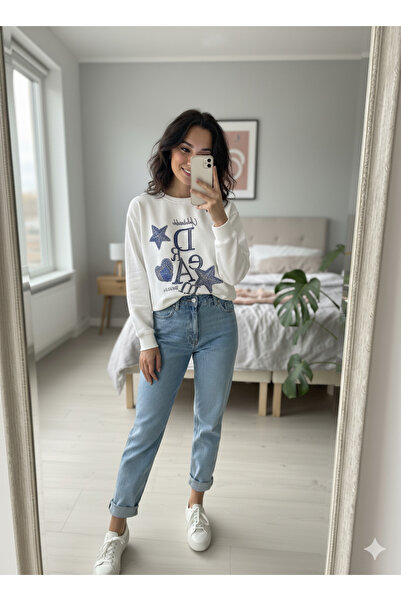 Ceylen guler rotund matrițe standard cu textul DREAM cu pietre și cu imprimeu...