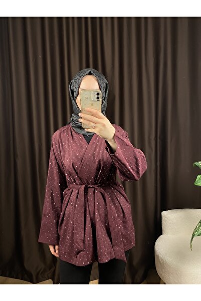 ZAEL COLLECTION Bordo Taşlı Mevsimlik Ceket