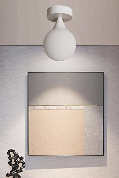 Uçar KAMARO MODERN KAPALI CAMLI METAL TABANLI PLOFONYER TEKLİ AVİZE KORİDOR OTURMA ODASI GİRİŞ AVİZE