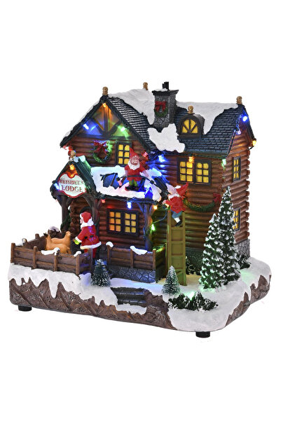 BraziPremium By OLLMA Model de casă de reni animat pentru decor de Crăciun, s...