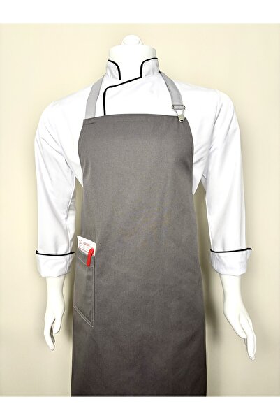 ADALILAR İŞ ELBİSELERİ مريلة مطبخ بحزام للرقبة للطهاة المحترفين والباريستا في المقاهي والمطاعم (مع مشبك)