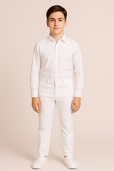 Sibel Günay Butik Young Men's White Gabardine Trousers |   100% Cotton & Ligh...