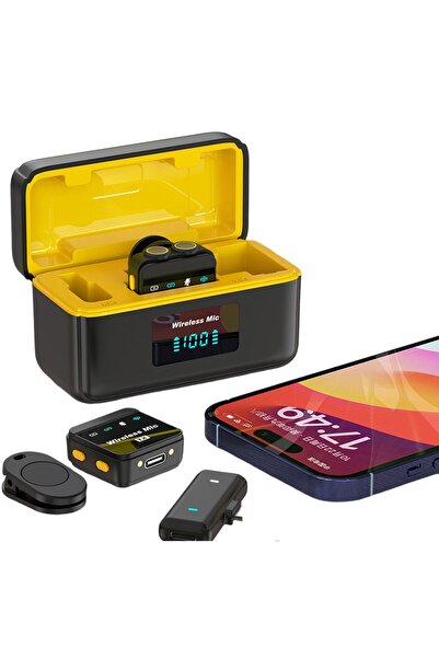 comse Q09 Iphone Ve Type-c Uyumlu Kablosuz Yaka Mikrofonu Göstergeli Led Şarj Kutulu Gürültü Azaltma