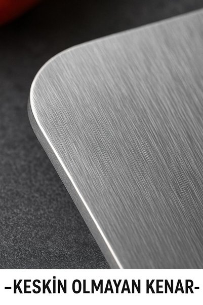 Güneş Krom Dekorasyon Gkd Top Quality Thick Stainless Steel Metal Cutting Board 23X34 cm Large Size with Adhesive Silicone Feet