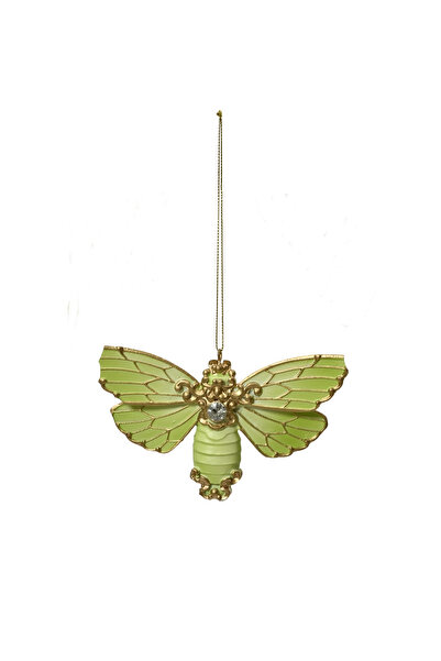 BraziPremium Ornament pentru copac cu fluturi, 14 cm, rășină, verde