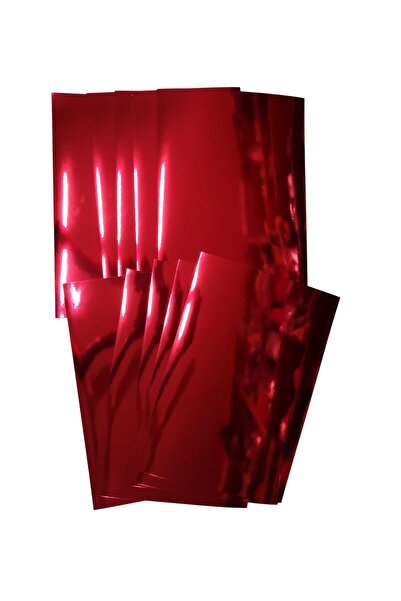 Linea Aynalı Fon Kartonu Metalik Kırmızı 25x35 Anaokulu Özel Eğitim İlkokul El İşi Malzemesi 10 Adet