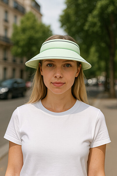 Çeşme Home Unisex Adjustable Visor Hat with Wipeable, Sweat-Proof, Padded Front and 12cm Wide Brim