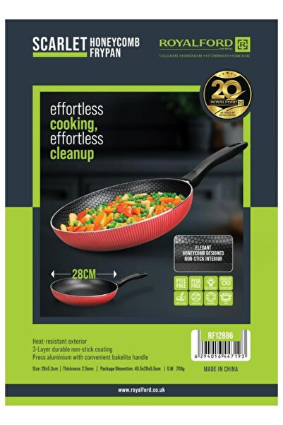 ROYALFORD Honeycomb Frypan 28cm – Non Stick Coating Pan with 3-Layer Durable, Easy Cooking, Easy Cleanup