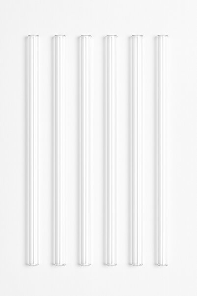 PERLAEVKAHVE 6-Piece Clear Glass Straw Set – Eco-Friendly, Washable, and Durable Straws