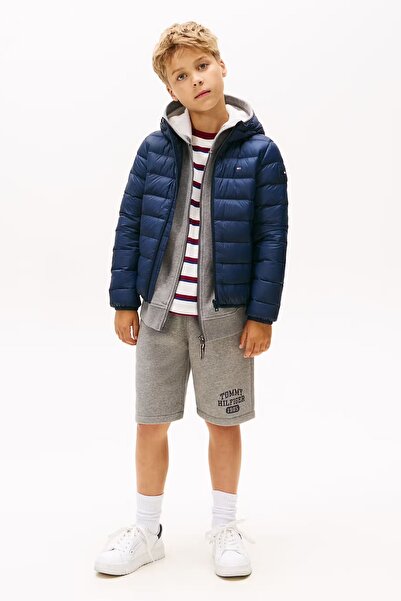 Tommy Hilfiger Unisex Çocuk Normal Kalıp Kapüşonlu Kumaşlı Şişme Mont - Lacivert