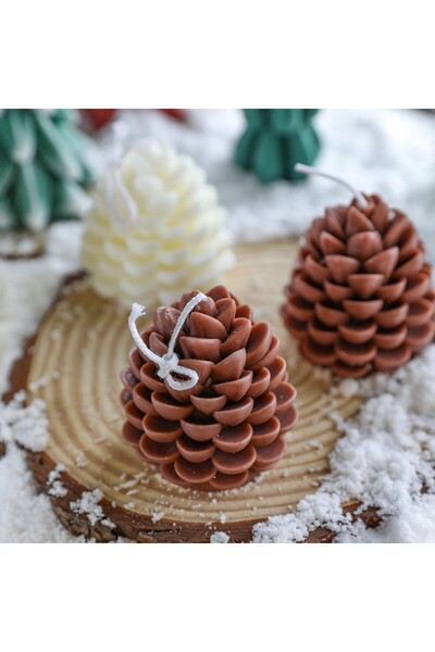 Flippy Lumânare parfumată de Crăciun, Flippy, Con de pin, Ceară de soia, Cadou de Crăciun, 7 x 6,5 x 6,5 cm, Maro