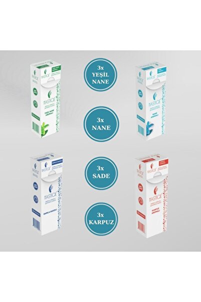 Mastiqe Doğal Aromalı Damla Sakızlı Şekersiz Sakız-Karışık Paket 12 Adet