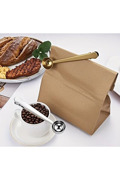 Online Home Market Coffee Measuring Spoon with Latch Gold Multifunctional Stainless Steel Spoon