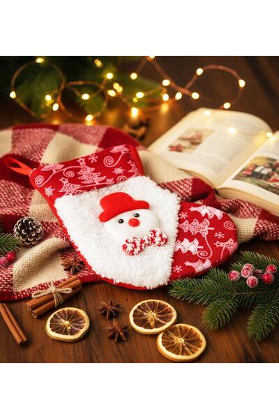 Gift Moda زينة عيد الميلاد على شكل جوارب حمراء منقوشة لعيد الميلاد