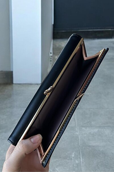 TAKIŞTIR Black Color Women's Wallet with Heart Detail