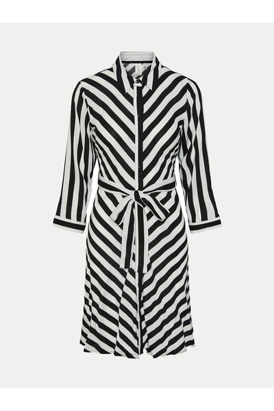 YAS Γυναικείο Φόρεμα-Πουκάμισο 26030247 Λευκό, Μαύρο