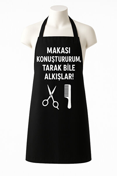 ERY İş Güvenliği Kişiye Özel Berber Önlüğü – Siyah, Mizahi Tasarım, İsim Yazı...
