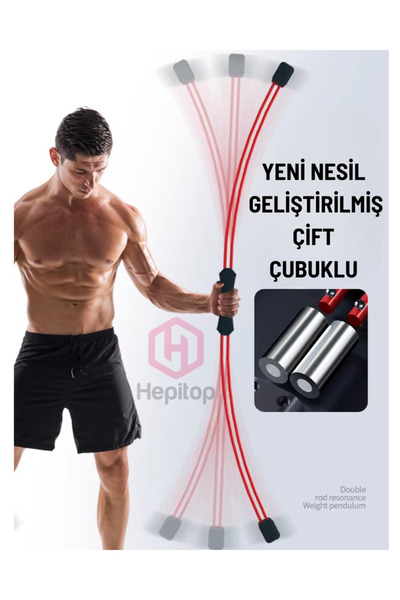 HEPİTOP 156 cm Flex Bar Titreşimli Direnç Çubuğu Orta Siyah Silikon Tutma | C...