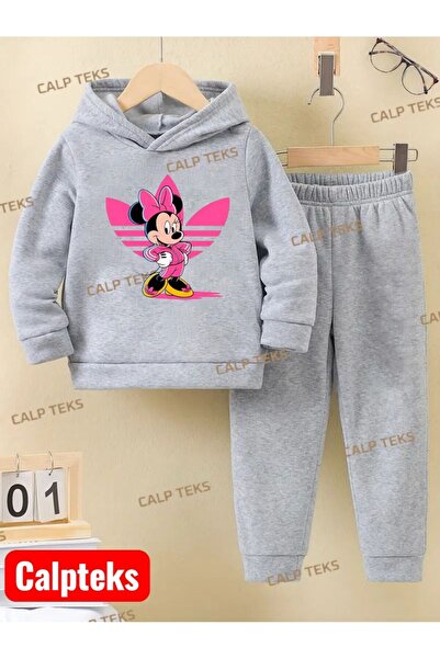 CALP TEKS MICKEYKIZ ДЕЦКИ СПОРТЕН КОМПЛЕКТ ОТ ПЛЪТЕН ПАМУК С КАПЮШОН