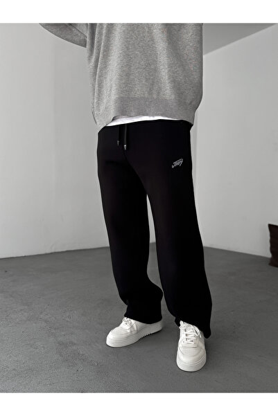 BYBASICMAN Black Basic Printed Pipe Leg Sweatpants Jj-102