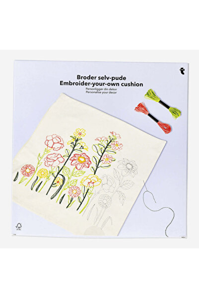 Flying Tiger Copenhagen Kendin Yap Çiçekli Yastık Nakışı Seti 50 cm x 50 cm
