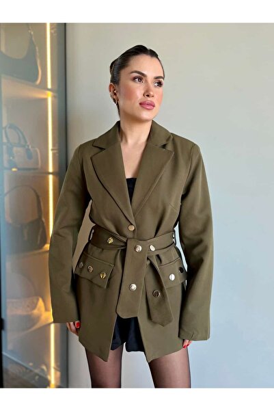 ROUPAS COLLECTİON Zımba Düğmeli Siyah Kruvaze Ceket