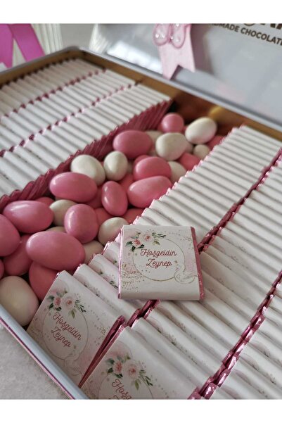 DU&KA El yapımı Belçika Çikolatası İsimli Metal Bebek Kutusu