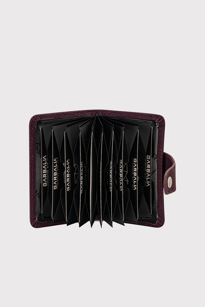 LUCCACCI Genuine Leather Plum Accordion Card Holder