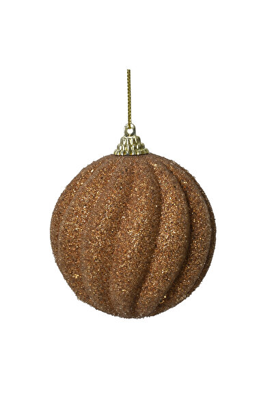 BraziPremium Glob de Crăciun cu sclipici, 8 cm, rezistent la spargere, auriu