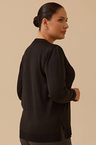 Gala-Xi Galaxi Women's Plus Size Patterned Knitwear Blouse 4006 Black