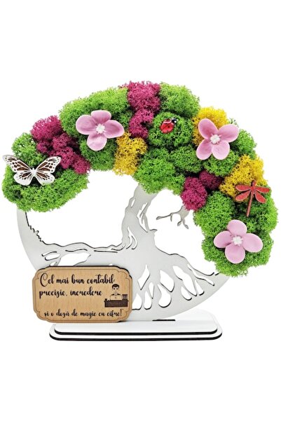 OEM Cadou Copacul Vietii, cu licheni stabilizati, din lemn alb, „Contabil”, 2...