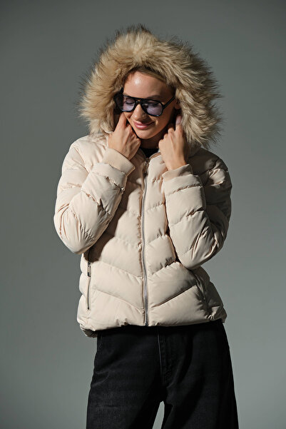 Maule Αποσπώμενη κουκούλα από ψεύτικη γούνα, υδατοαπωθητικό ύφασμα, Γυναικείο παλτό Anorak Micro @Avele