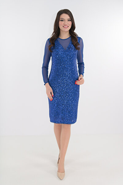 Trend Land Blue sequined evening dress
