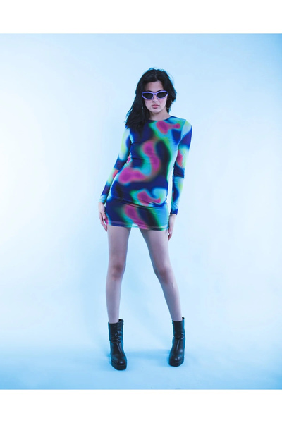 Bak Moda Φόρεμα με μοτίβο με εξώπλατο σχέδιο, μίνι τούλι με επένδυση