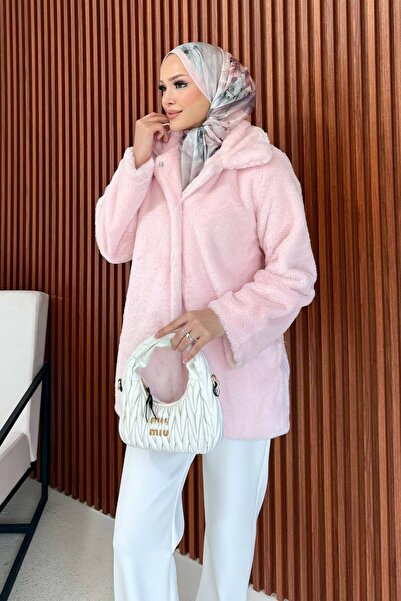 Melike Tatar Αντίκα παλτό με συνθετική γούνα 32-2226-1