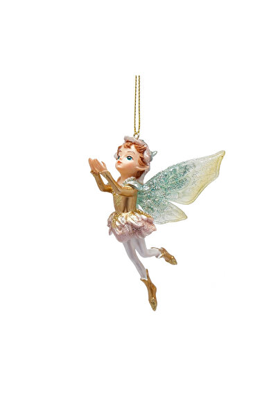 BraziPremium Ornament de Crăciun Zâna Florilor, 10 cm, auriu