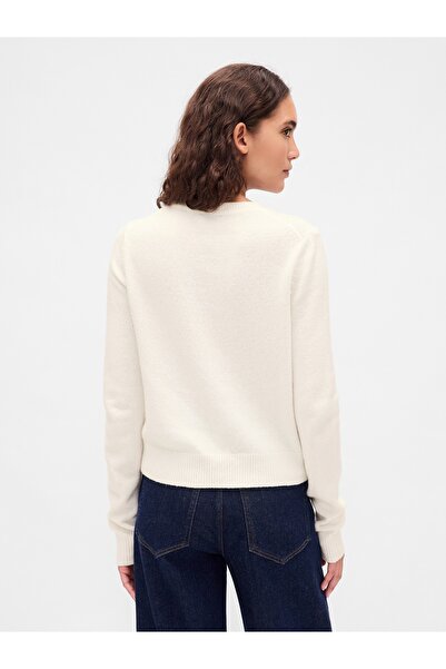 GAP Kadın Kırık Beyaz CashSoft Bisiklet Yaka Kazak