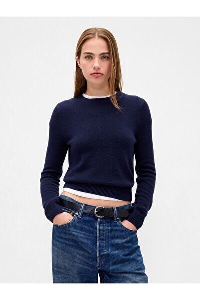 GAP Kadın Lacivert CashSoft Bisiklet Yaka Kazak