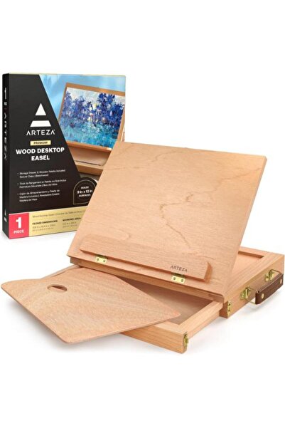 ARTEZA حامل خشبي لسطح المكتب مع درج تخزين ولوحة ألوان