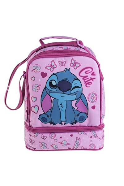 ANTBRO Geantă de prânz izolată cu 2 compartimente – roz-albastru, cusătură