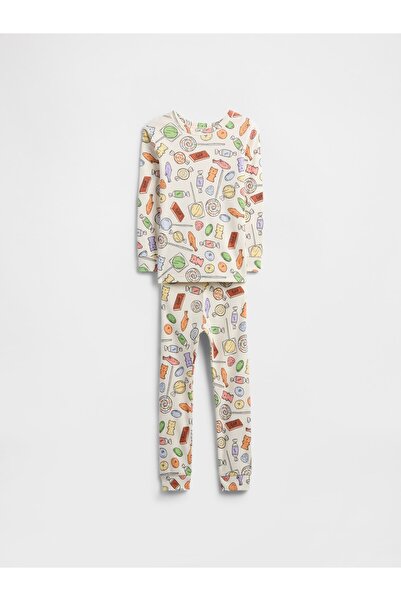 GAP Bebek Krem %100 Organik Pamuklu Desenli Pijama Takımı
