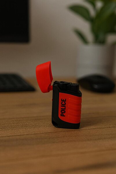 melmus Police Marka Kırmızı Siyah Gazlı Pürmüzlü Çakmak – Rüzgar Geçirmez, Lü...