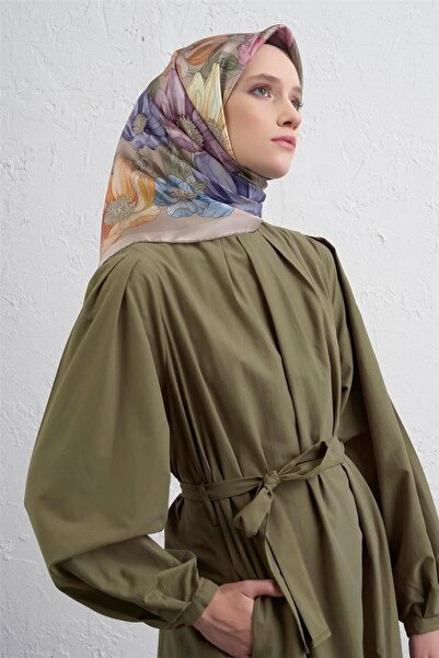 Armine Φουλάρι Sura Pure Silk IST 9403 - 07 Κρεμ μοτίβο λουλουδιών