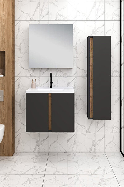 Fly Mobilya %100 Mdf 65 cm Lavina Banyo Dolabı + 30 cm Lavina Boy Dolabı