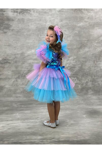 tny kids collection Deniz Kızı Tüllü Kız Çocuk Elbisesi