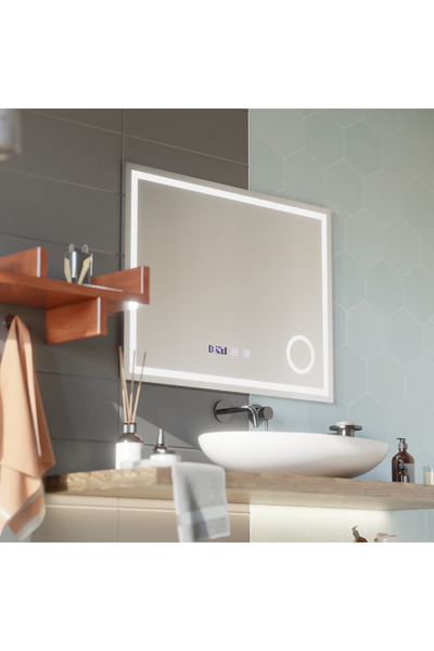 OEM Oglinda LED Touch NIVERA Sistem Dezaburire, Ceas si Temperatura 80x60 cm ...