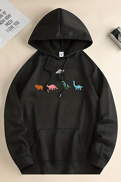 trendypassion Hanorac oversize cu imprimeu cu dinozauri extratereștri